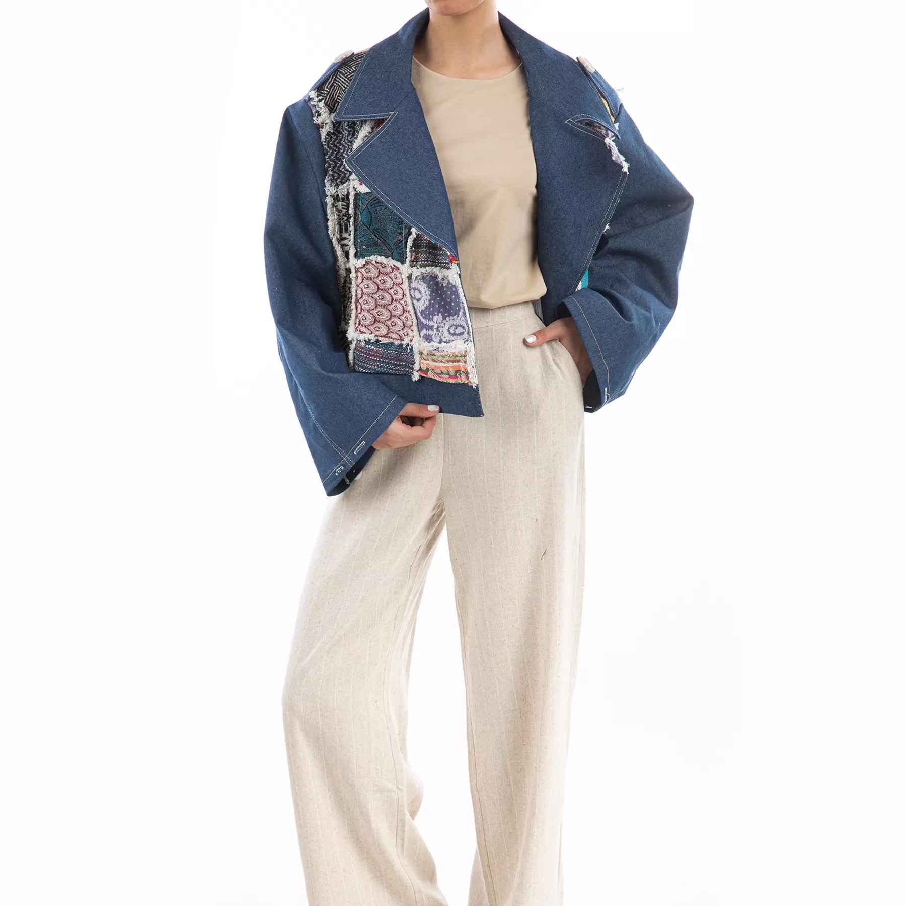 Persian Loose Fit Manto for Women with Patchwork Design