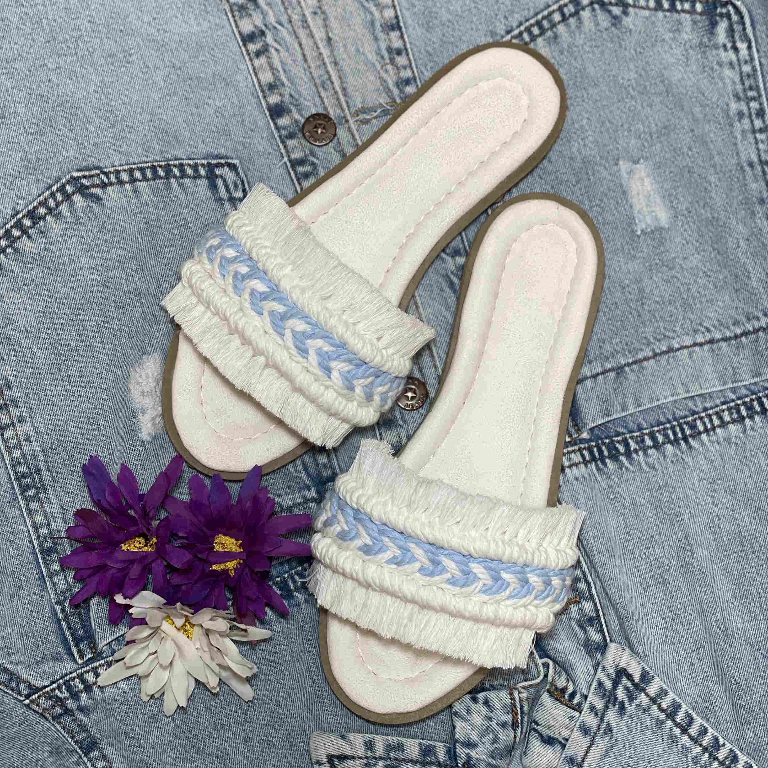 Macrame Boho Chic Slippers for Women Model Flat