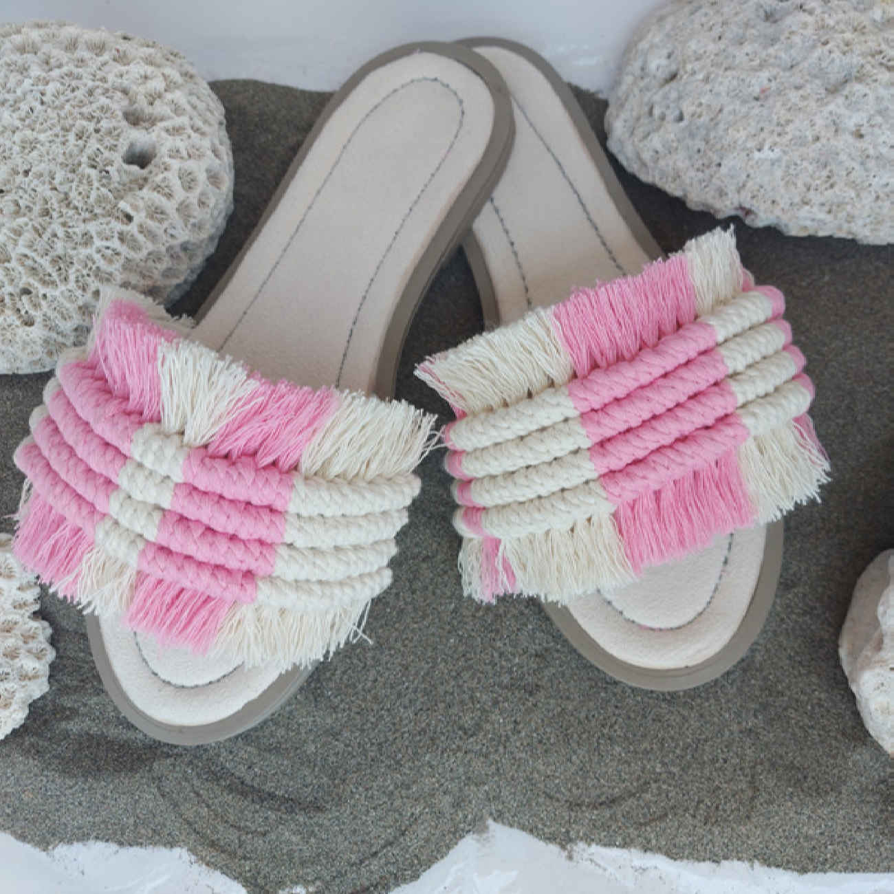 Macrame Boho Chic Slippers for Women Model Summer