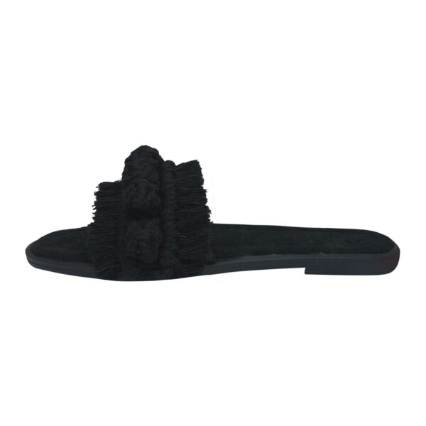 Macrame Boho Chic Slippers for Women in Black
