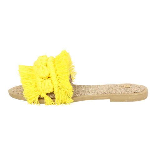 Macrame Boho Chic Slippers for Women in Yellow
