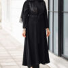 Persian Manto for Women with Black Crepe Fabric Model Pargol