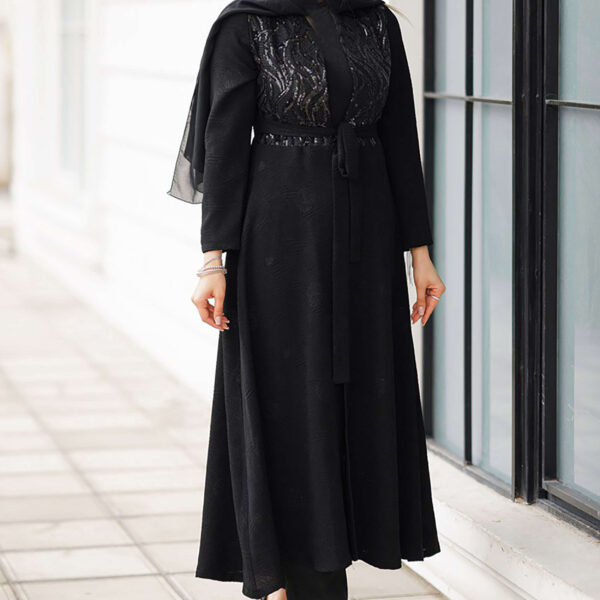 Persian Manto for Women with Black Crepe Fabric Model Pargol