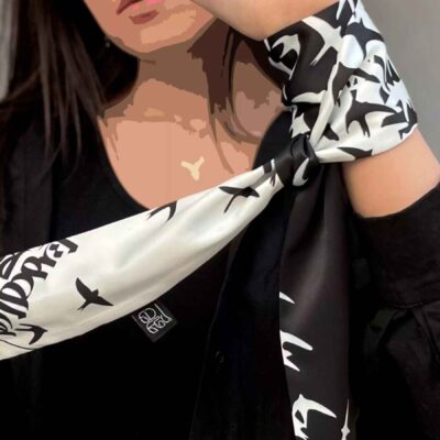 Persian Neck Scarf for Women with Calligraphy Design