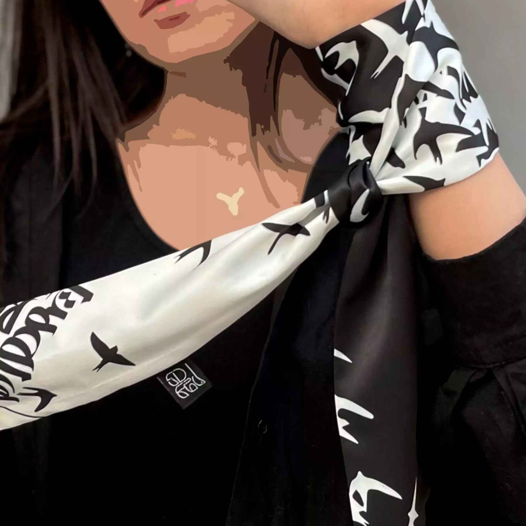 Persian Neck Scarf for Women with Calligraphy Design