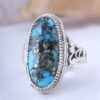 Persian Neyshabur Turquoise Silver Ring for Men Handcrafted