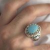 Persian Neyshabur Turquoise Silver Ring for Men Handcrafted