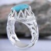 Persian Neyshabur Turquoise Silver Ring for Men Handcrafted