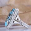 Persian Neyshabur Turquoise Silver Ring for Men Handcrafted