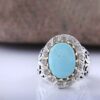Persian Neyshabur Turquoise Silver Ring for Men Handcrafted