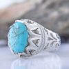 Persian Neyshabur Turquoise Silver Ring for Men Handcrafted