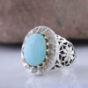 Persian Neyshabur Turquoise Silver Ring for Men Handcrafted