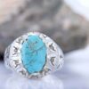 Persian Neyshabur Turquoise Silver Ring for Men Handcrafted