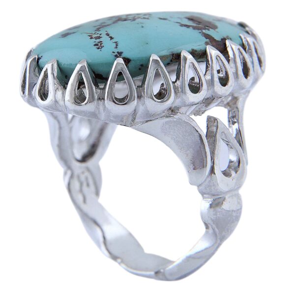 Persian Neyshabur Turquoise Silver Ring for Men Handcrafted AM_4806