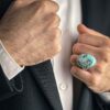 Persian Neyshabur Turquoise Silver Ring for Men Handcrafted AM_4806