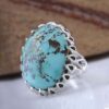 Persian Neyshabur Turquoise Silver Ring for Men Handcrafted AM_4806