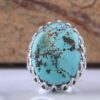 Persian Neyshabur Turquoise Silver Ring for Men Handcrafted AM_4806