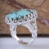 Persian Neyshabur Turquoise Silver Ring for Men Handcrafted AM_4806