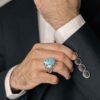 Persian Neyshabur Turquoise Silver Ring for Men Handcrafted AM_4807
