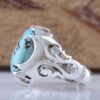 Persian Neyshabur Turquoise Silver Ring for Men Handcrafted AM_4807