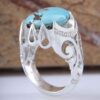 Persian Neyshabur Turquoise Silver Ring for Men Handcrafted AM_4807