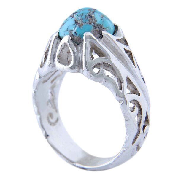 Persian Neyshabur Turquoise Silver Ring for Men Model Drop