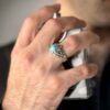 Persian Neyshabur Turquoise Silver Ring for Men Model Drop