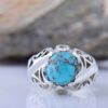 Persian Neyshabur Turquoise Silver Ring for Men Model Drop