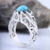 Persian Neyshabur Turquoise Silver Ring for Men Model Drop