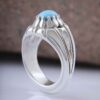 Persian Neyshabur Turquoise Silver Ring for Men Model Spider
