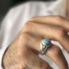 Persian Neyshabur Turquoise Silver Ring for Men Model Spider
