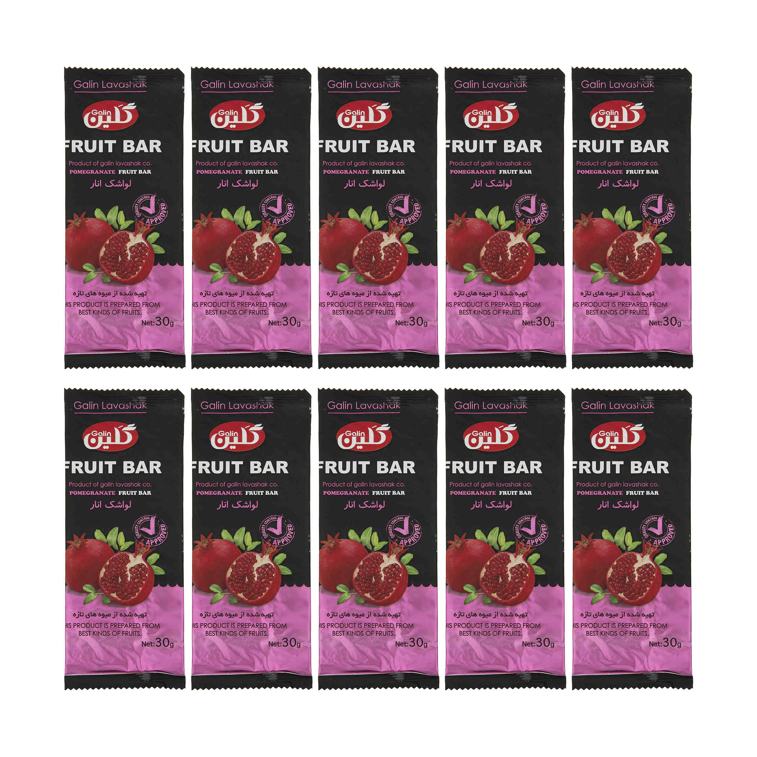 Persian Pomegranate Traditional Sour Fruit Leather – Galin Roll, 30g (10 Pieces)