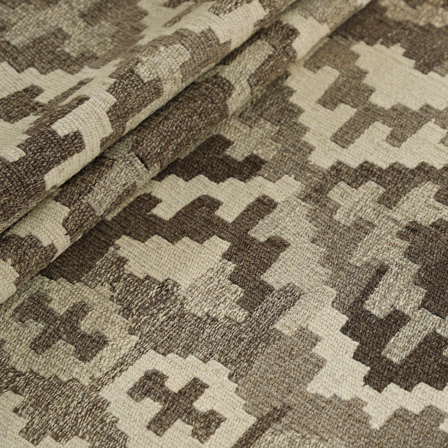 Persian Rug Table Runner Handwoven in Qashqai Style Brown