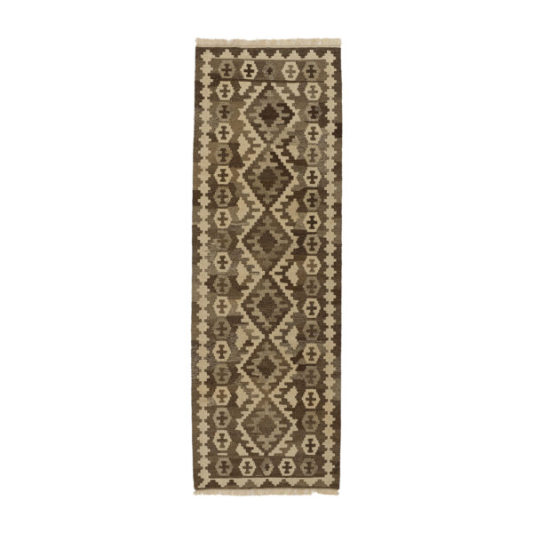 Persian Rug Table Runner Handwoven in Qashqai Style Brown