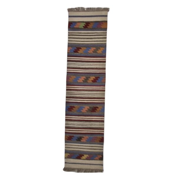 Persian Rug Table Runner with Traditional Striped Design