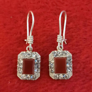Persian Silver Earrings with Agate Gemstone