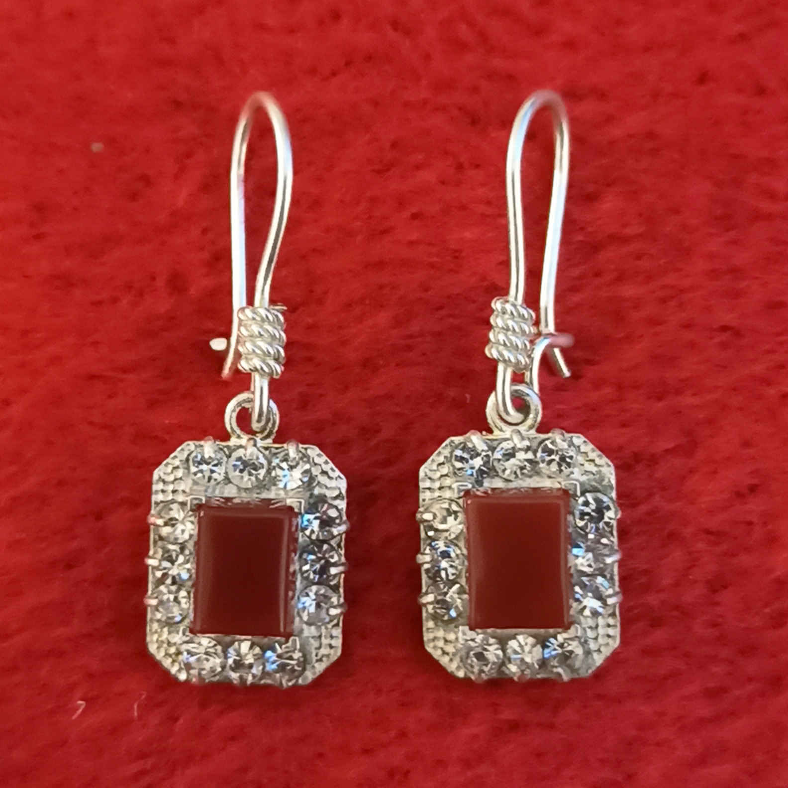 Persian Silver Earrings with Agate Gemstone