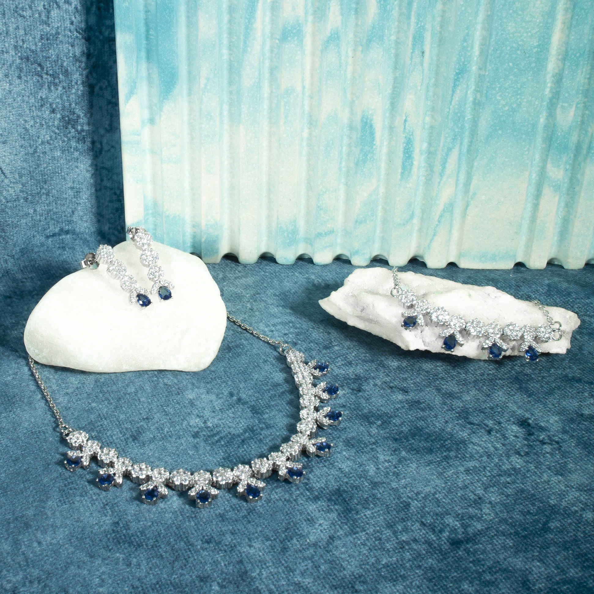 Persian Silver Jewelry Set with Ruby Gemstone for Women