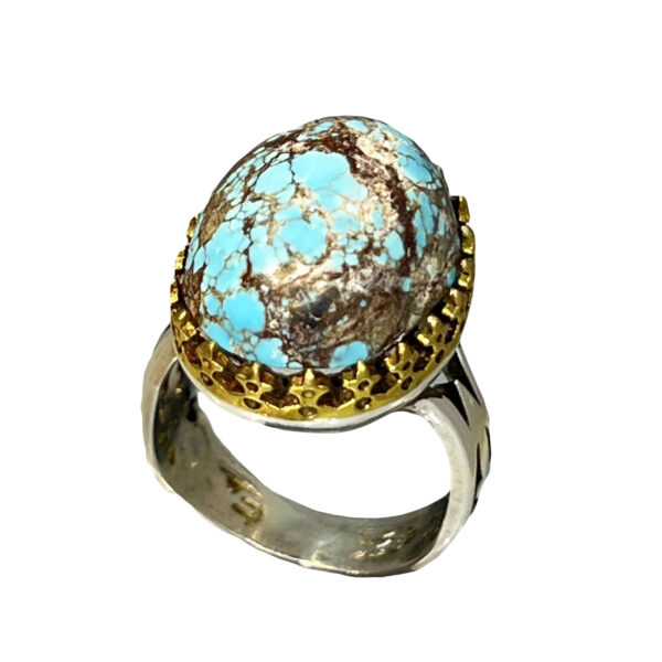 Persian Neyshabur Turquoise Silver Ring for Men Firouz