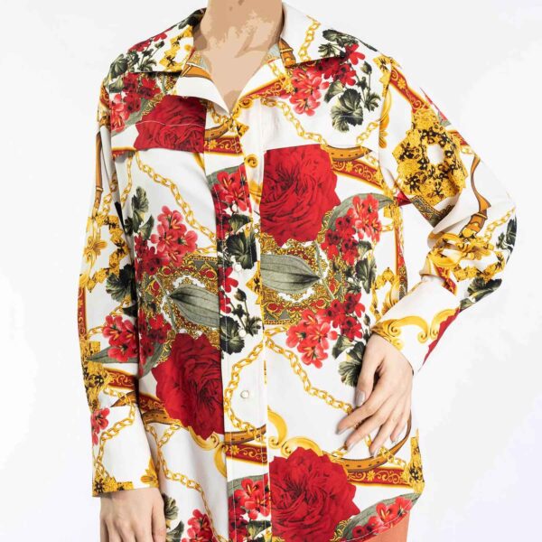 Persian Style Women's Tunic Top with Floral Design
