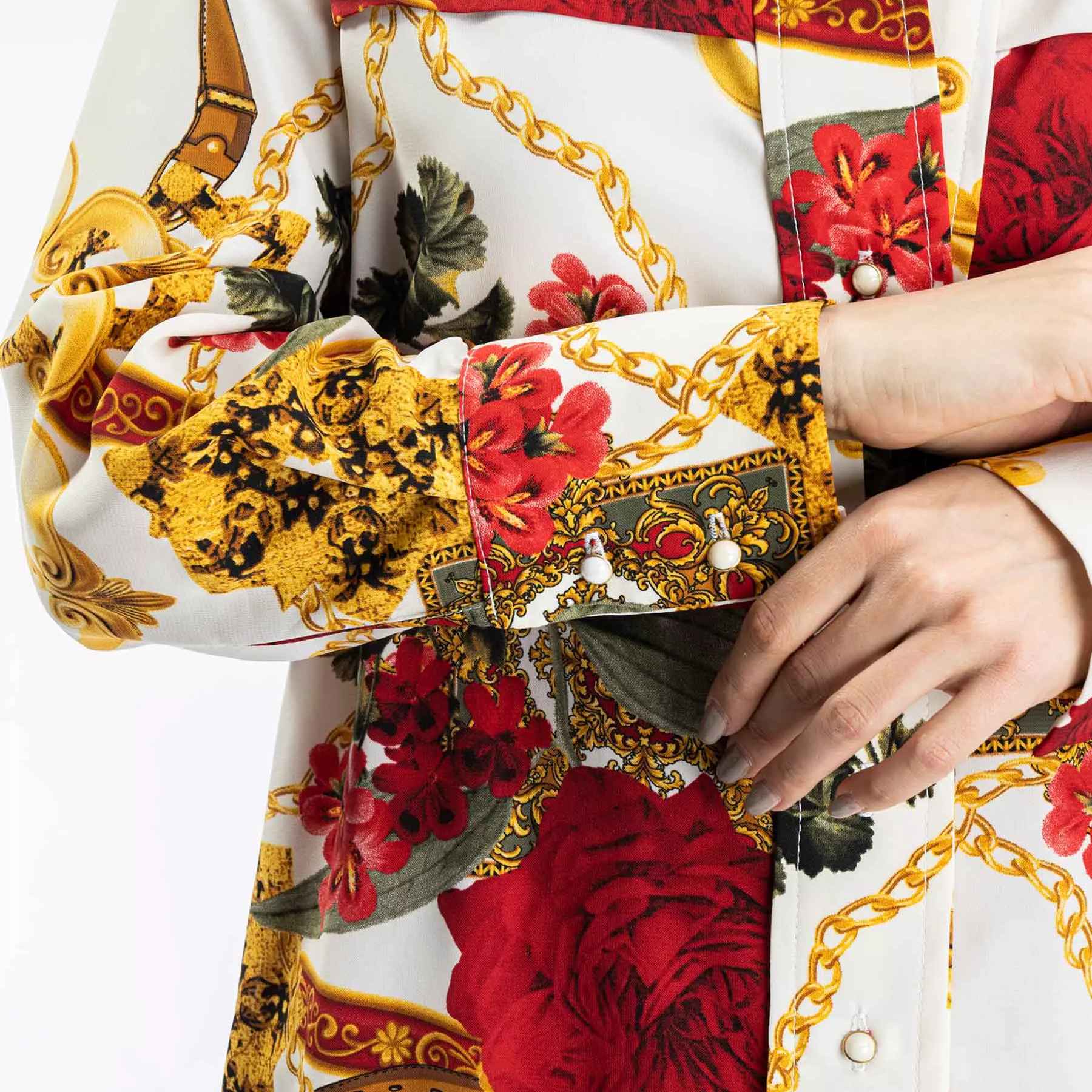 Persian Style Women’s Tunic Top with Floral Design