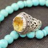Persian Yellow Silver Citrine Ring for Men Model Ashk