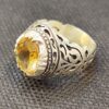Persian Yellow Silver Citrine Ring for Men Model Ashk