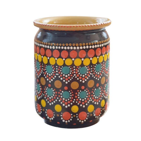 Pottery Makeup Brush Holder Handcrafted with Dot Painting Design