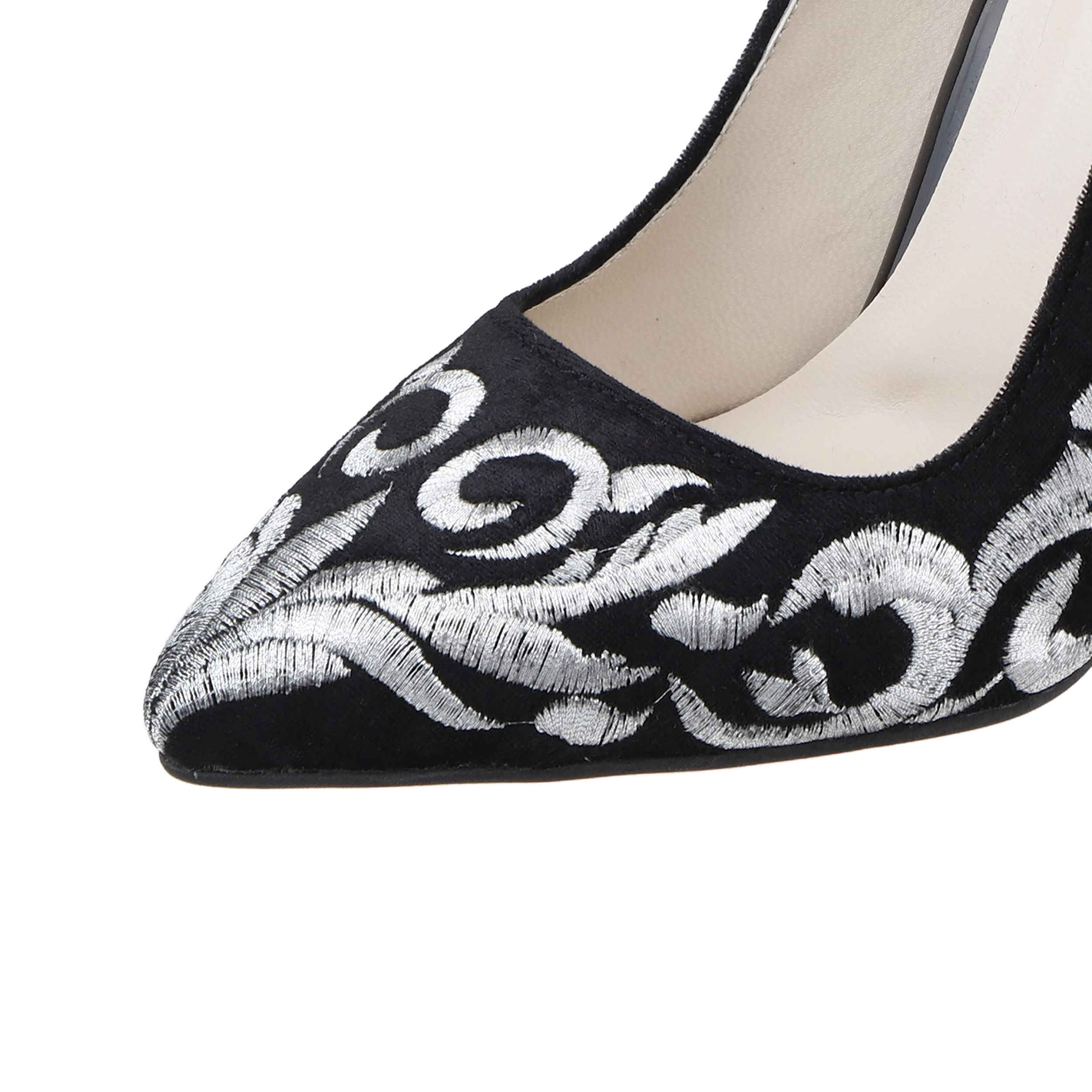 Pump Heels for Women with Embroidered Design