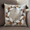 Punch Needle Cushion Cover - Embroidered Leaves Cream Design (Set of 2)