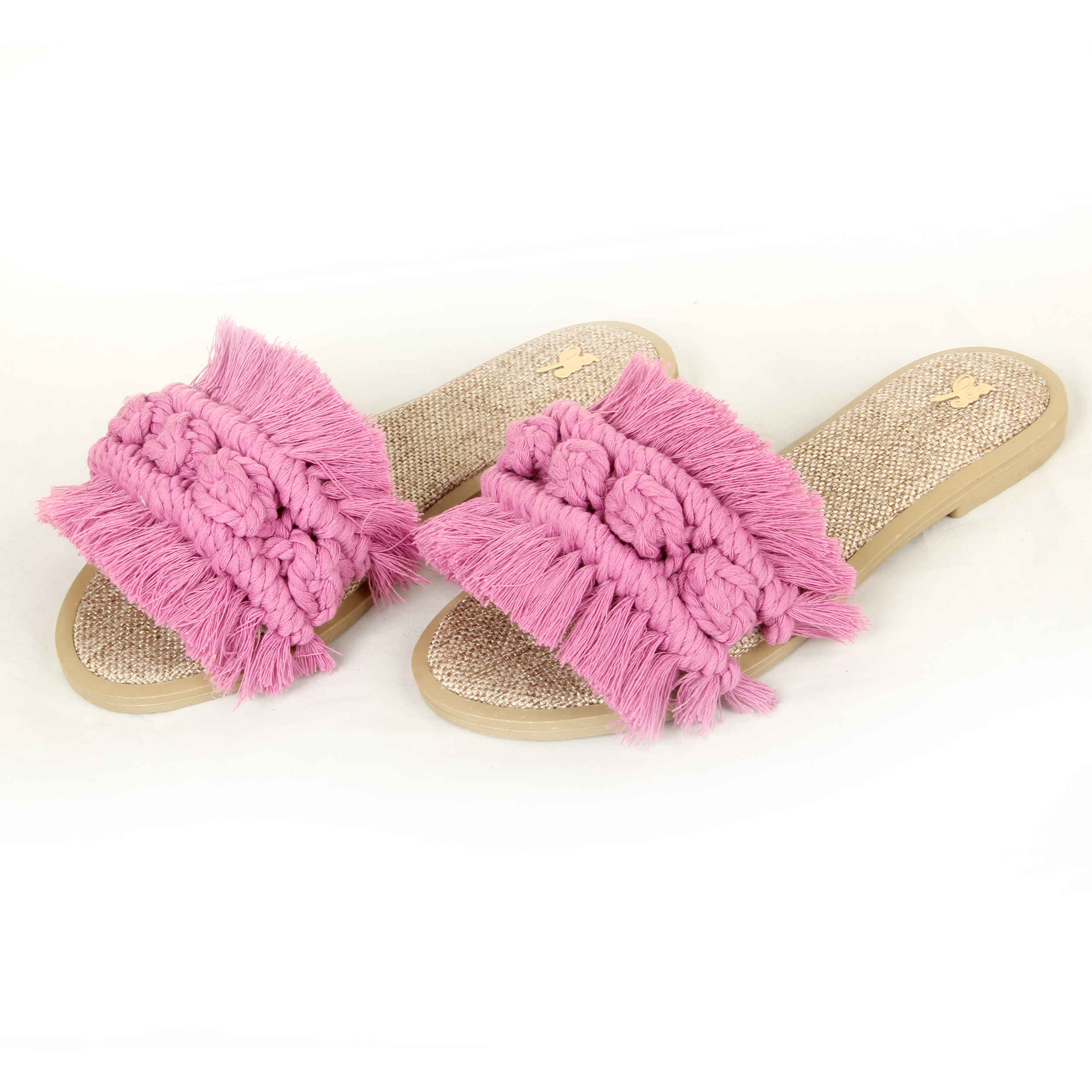 Macrame Boho Chic Slippers for Women with Round Toe