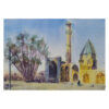 Original Realism Painting - Watercolor on Cardboard, Jameh Mosque by Bijan Ghahramani