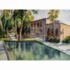 Original Realism Painting - Watercolor on Cardboard, Persian Architecture