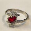 Red Ruby Engagement Silver Ring Bliss for Women Model Princess